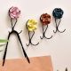 Multicolor Ceramic Flower Decorative Wall Hook in Set of 4